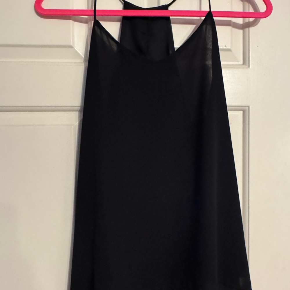 She + Sky Black Backless Tank Top